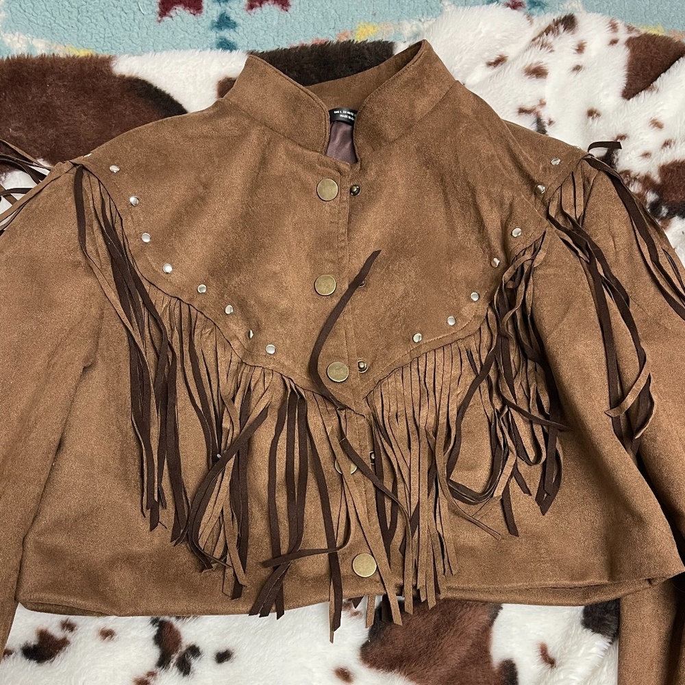 Fringe crop jacket